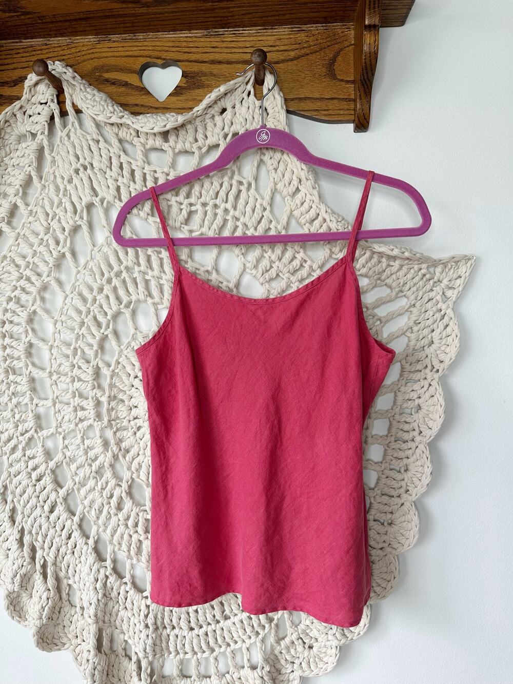 Bryn Walker Rose Pink Linen Spaghetti Strap Tank Top Size Medium